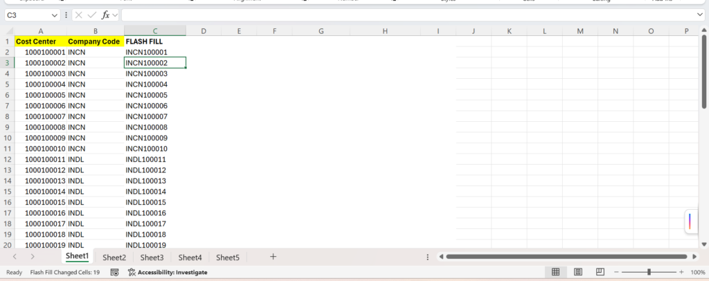 Excel Flash Fill Example
